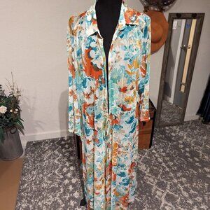 Cocomo Floral Kimono / House Dress / Swimsuit Cover | Size L